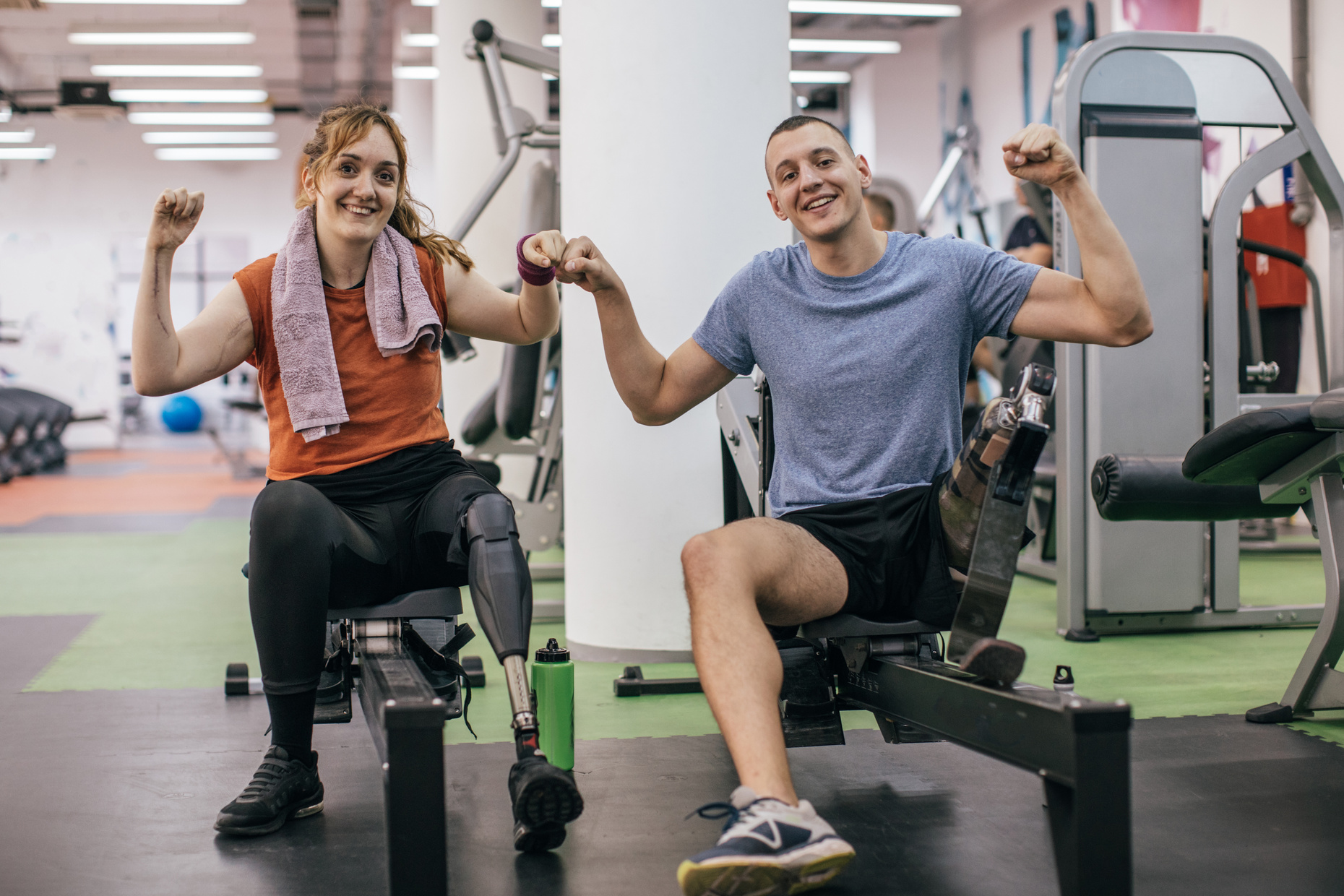 Strong disability friends in gym